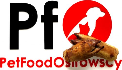 Duże logo Pet Food Ostrowscy oraz nóżki wieprzowe