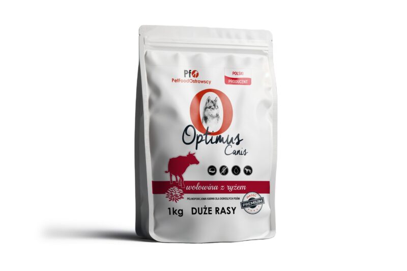 Karma dla psa Optimus Canis Premium Wołowina z Ryżem 1kg Duże Rasy