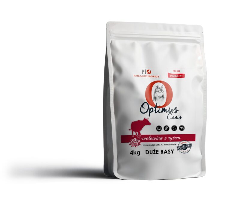 Karma dla psa Optimus Canis Premium Wołowina z Ryżem 4kg Duże Rasy